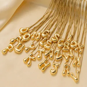 18k Gold Plated Bubble Letter Initial Necklaces