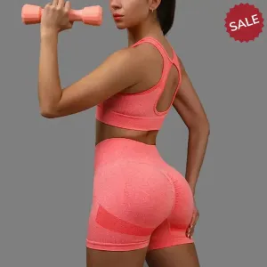 2-Piece Yoga Set  Peach Hip-Lifting Sports Bra and Quick-Dry Leggings