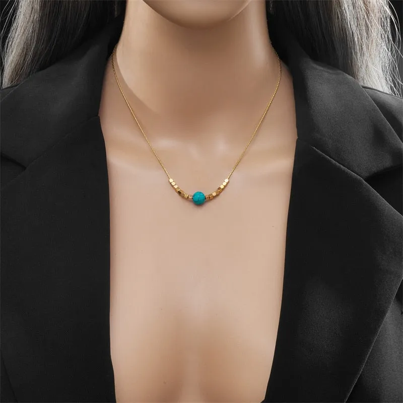 316L Stainless Steel Colorful Bead Balls Pendant Necklace For Women
