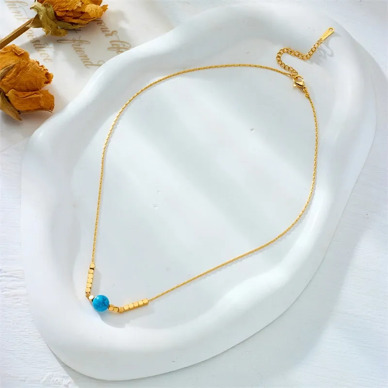 316L Stainless Steel Colorful Bead Balls Pendant Necklace For Women