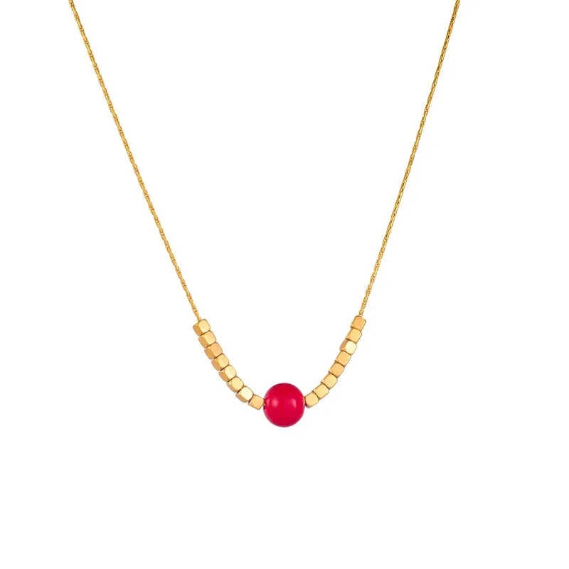 316L Stainless Steel Colorful Bead Balls Pendant Necklace For Women