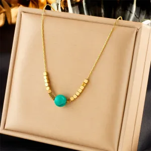 316L Stainless Steel Colorful Bead Balls Pendant Necklace For Women
