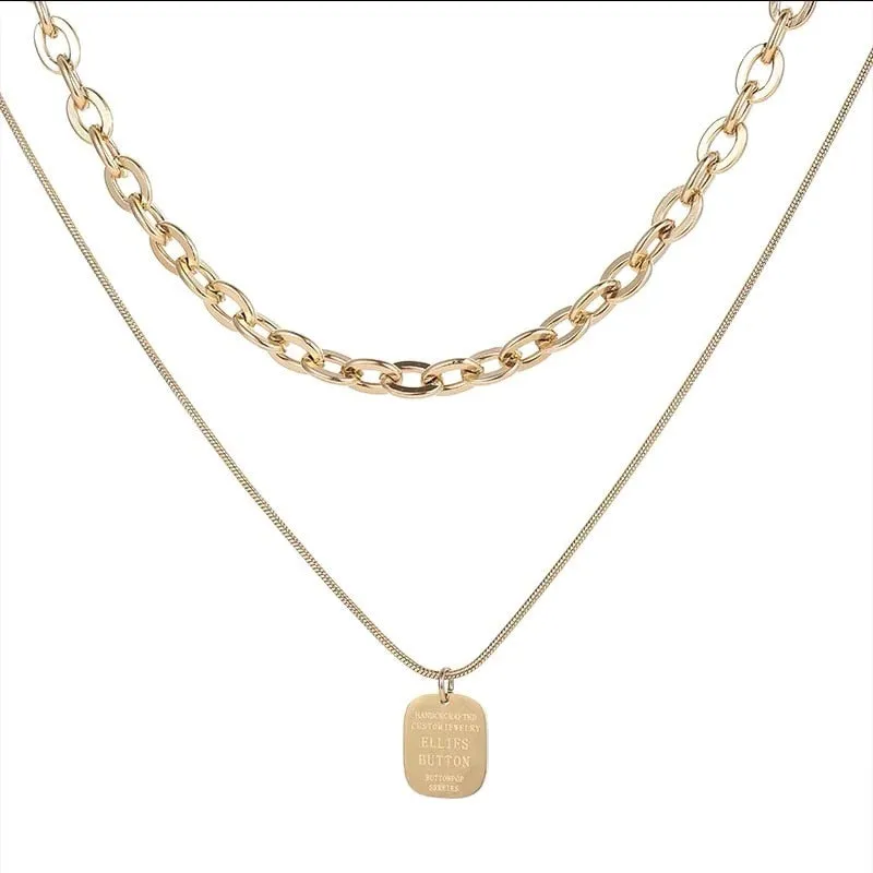 316L Stainless Steel Double Twist Thick Chain Pendant Necklace