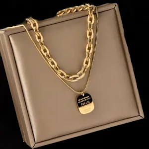 316L Stainless Steel Double Twist Thick Chain Pendant Necklace