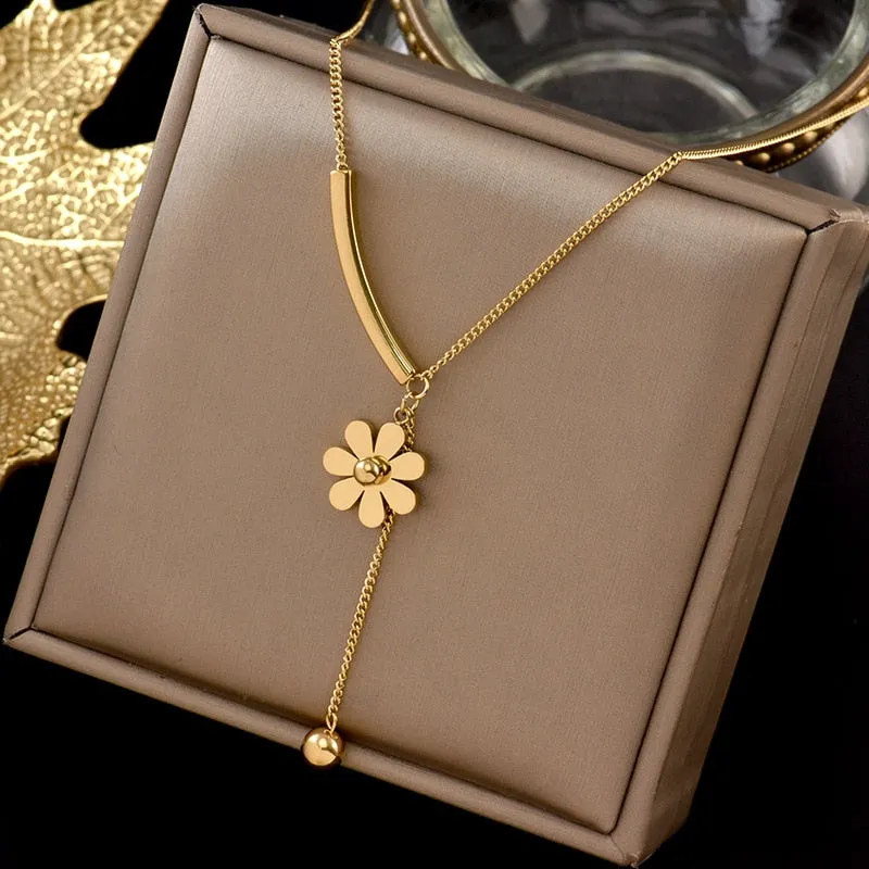 316L Stainless Steel  Hot Sale Beautiful Flower Hanging Chain