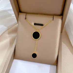 316L Stainless Steel Round Tassel Pendant Necklace For Women