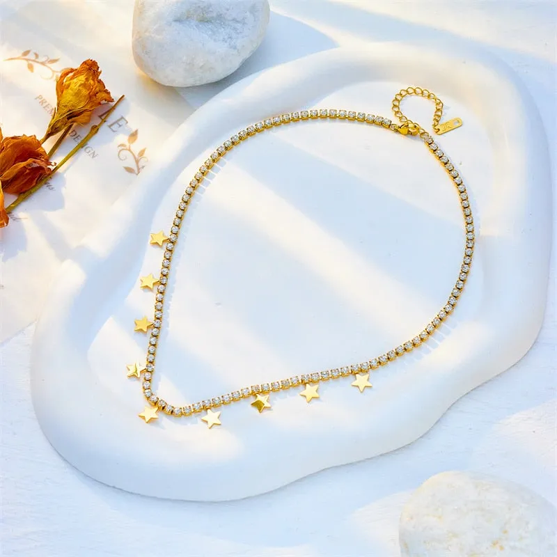316L Stainless Steel Star Pentagram Pendant Necklace For Women