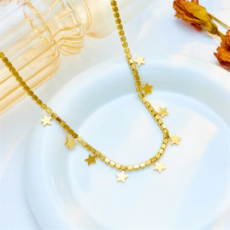 316L Stainless Steel Star Pentagram Pendant Necklace For Women