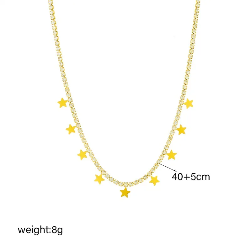 316L Stainless Steel Star Pentagram Pendant Necklace For Women