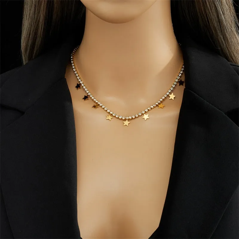 316L Stainless Steel Star Pentagram Pendant Necklace For Women