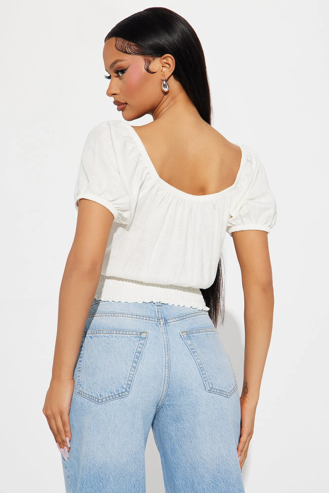 Aimee Linen Top - Off White