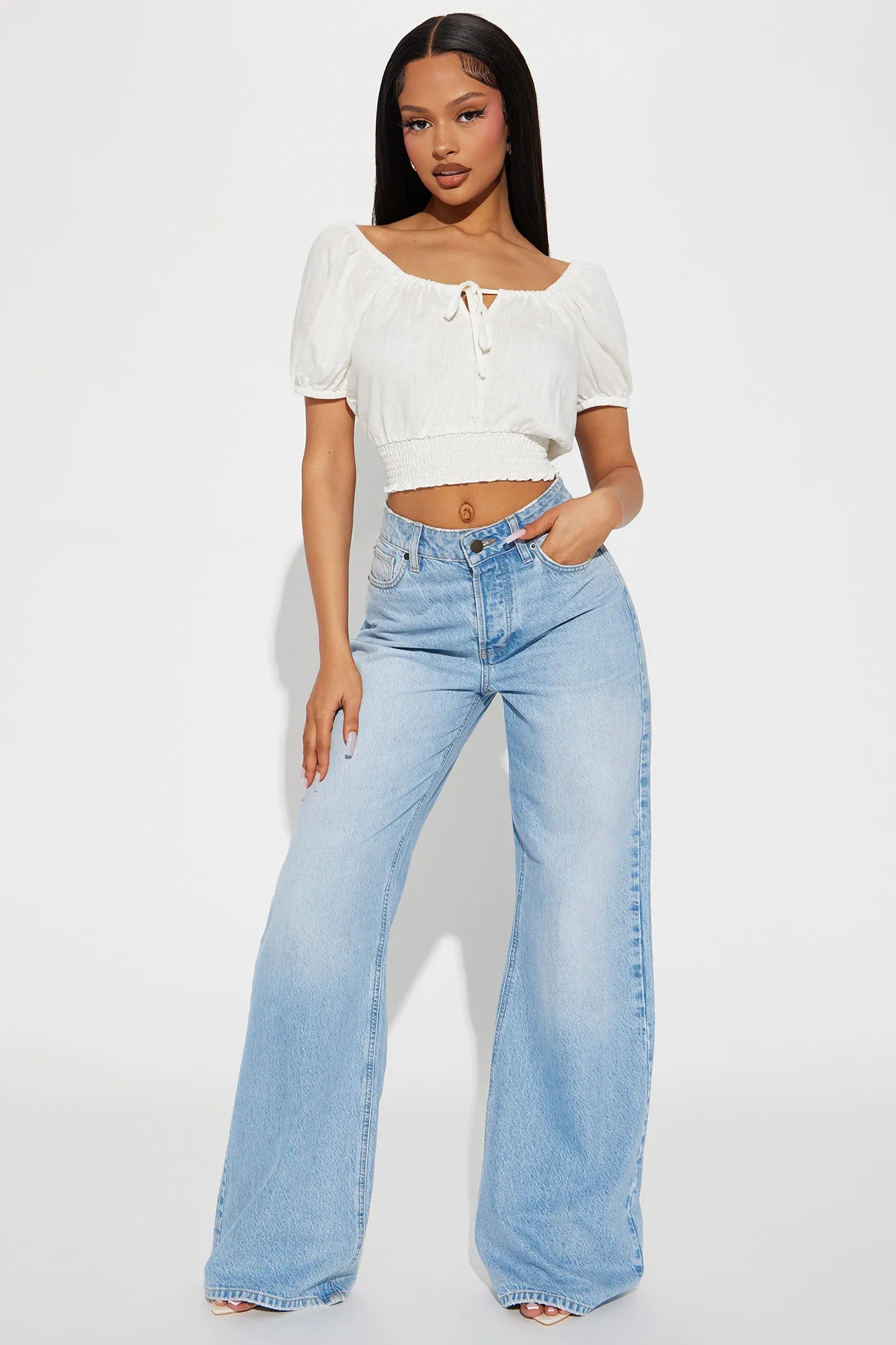 Aimee Linen Top - Off White