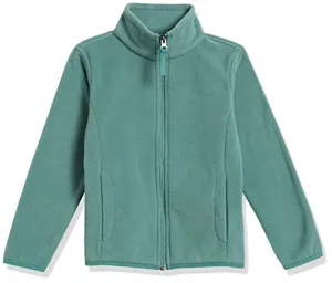 Amazon Essentials Girls' Polar Fleece Full-Zip Mock Jacket, Green, Small
