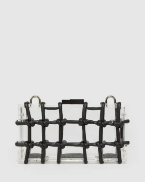 Black Ava Rope Hardcase Clutch Bag