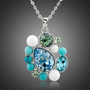 Blue Tear Drop Stellux Austrian Crystal Necklace KPN0104