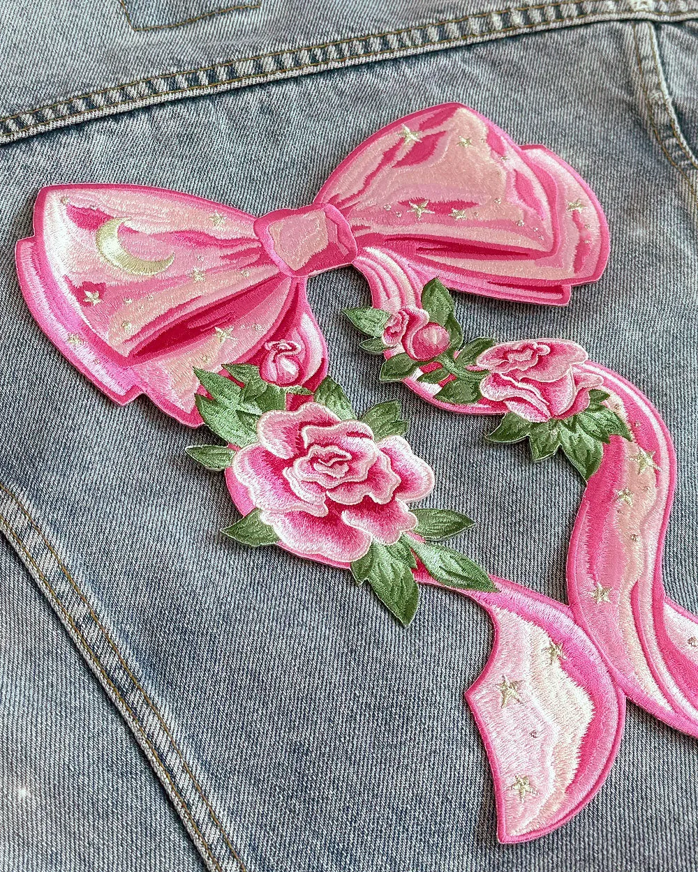 Bow With Roses Large Back Patch