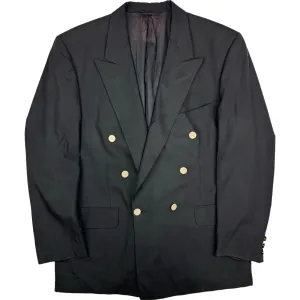 Burberrys Double-Breasted Super 100's Wool Blazer Black