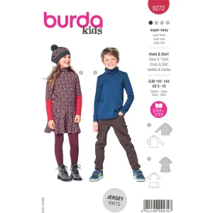 Burda Style Pattern 9272 Children's Top, Dress with Roll Neck Collar B9272