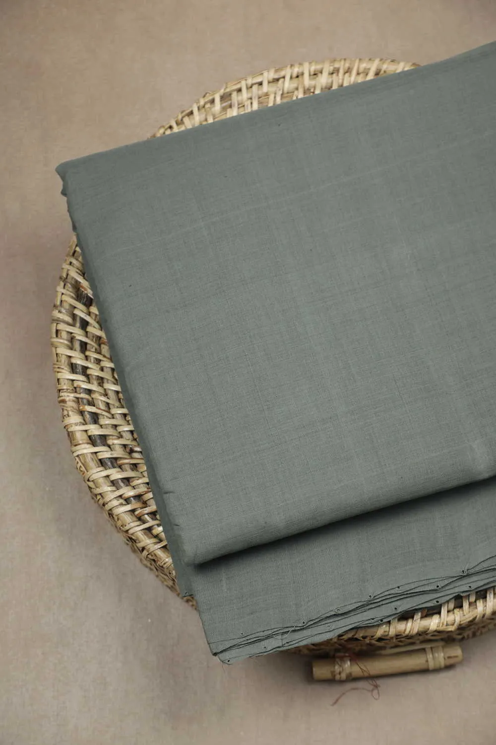Cement Grey Mangalagiri Plain Cotton Fabric