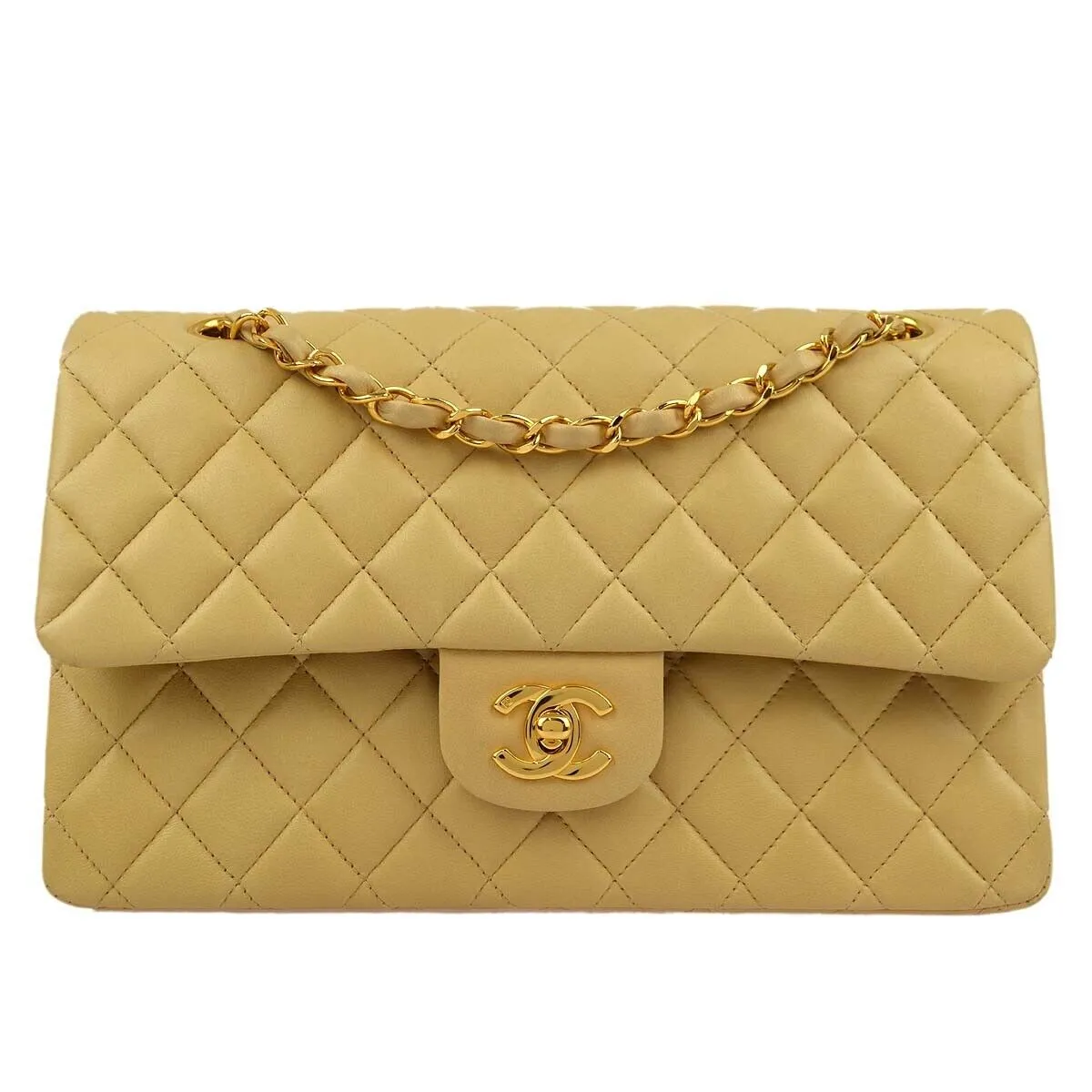 Chanel Beige Lambskin Medium Classic