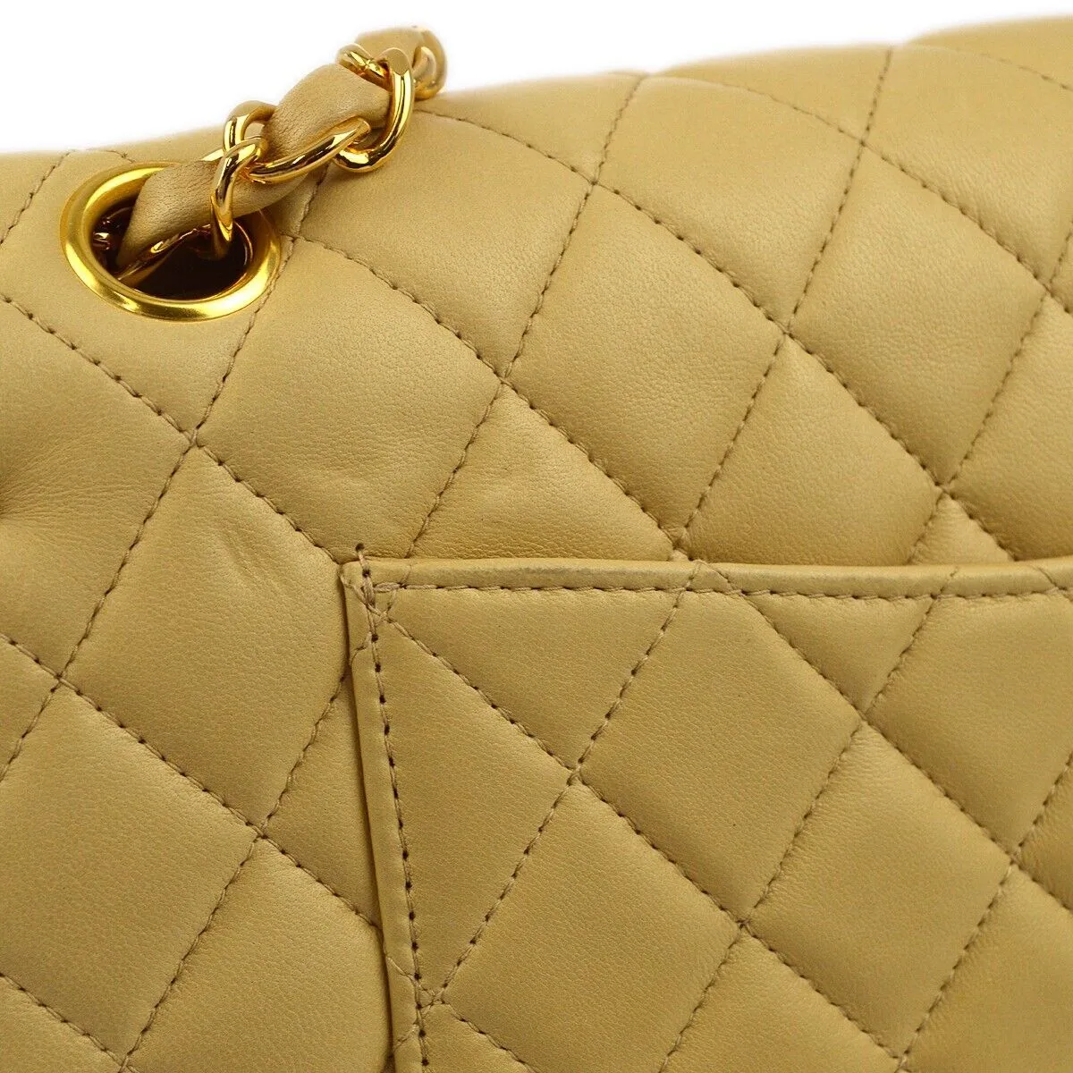 Chanel Beige Lambskin Medium Classic