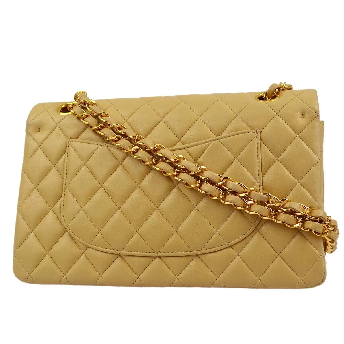 Chanel Beige Lambskin Medium Classic