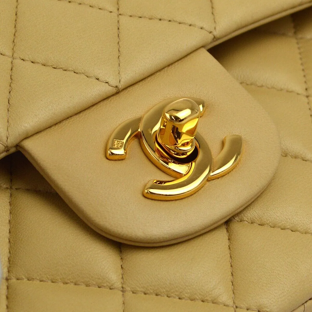 Chanel Beige Lambskin Medium Classic