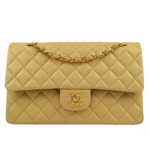 Chanel Beige Lambskin Medium Classic