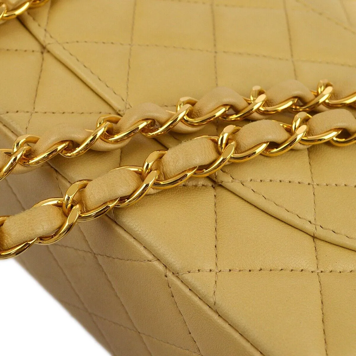 Chanel Beige Lambskin Medium Classic