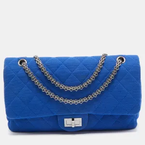 CHANEL Blue Jersey Classic 227 Reissue 2.55 Flap Bag