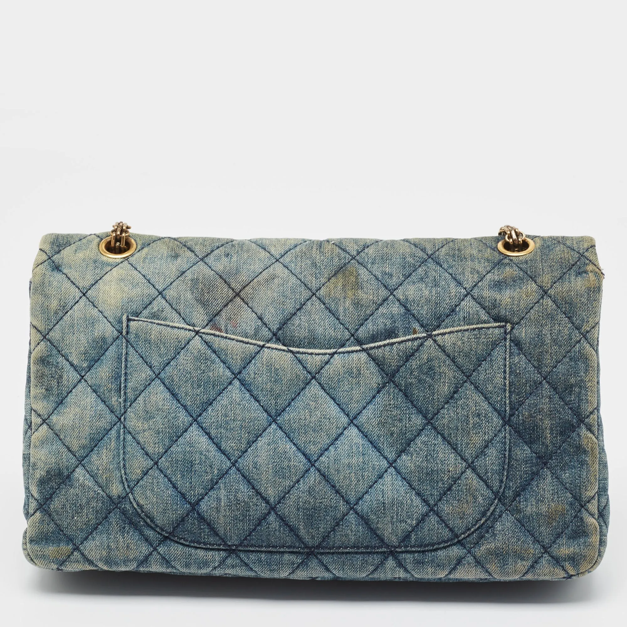 CHANEL Blue Quilted Denim Classic 227 Reissue 2.55 Flap Bag