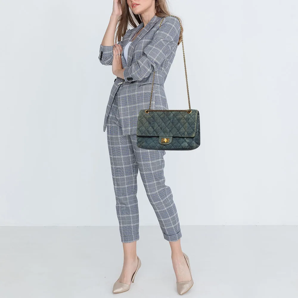 CHANEL Blue Quilted Denim Classic 227 Reissue 2.55 Flap Bag