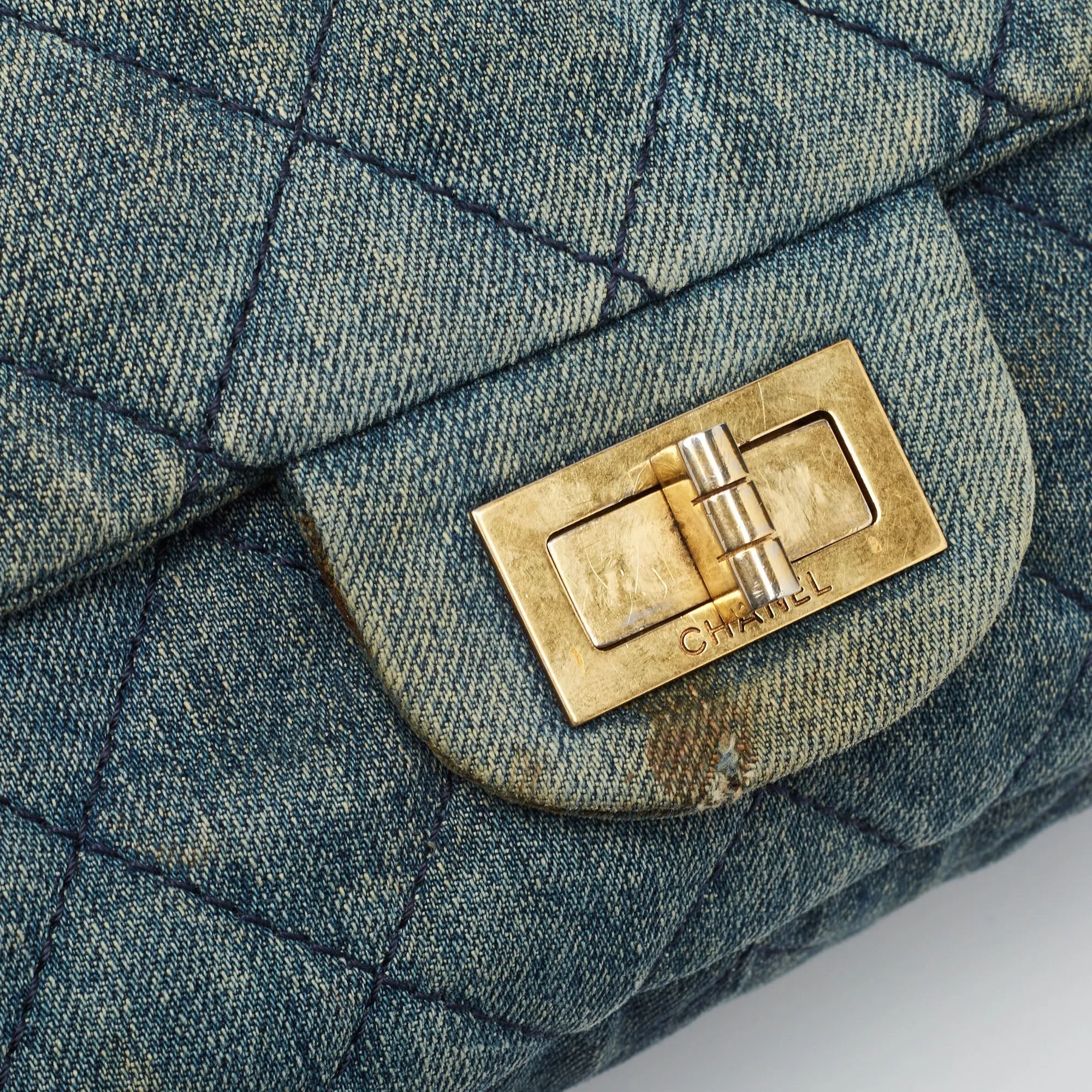CHANEL Blue Quilted Denim Classic 227 Reissue 2.55 Flap Bag