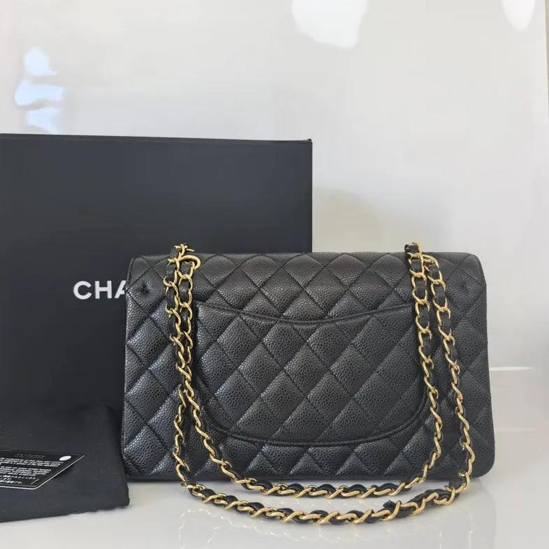 Chanel Classic Flap Medium Black Caviar Leather Gold Hardware