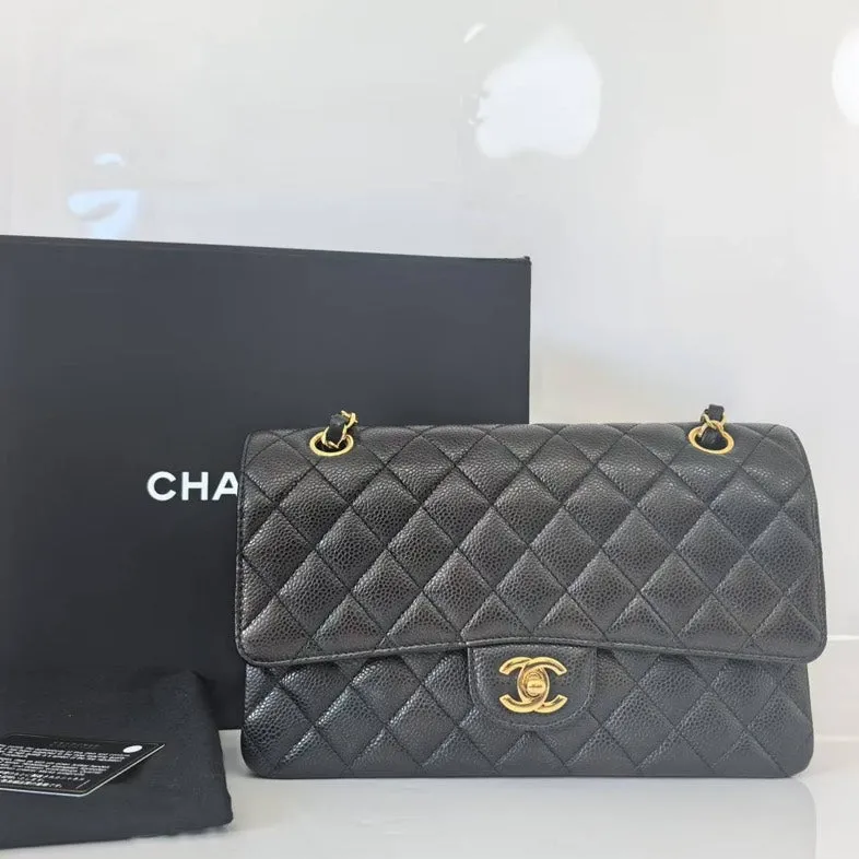 Chanel Classic Flap Medium Black Caviar Leather Gold Hardware