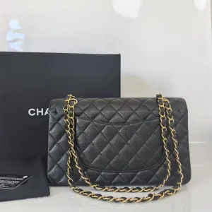 Chanel Classic Flap Medium Black Caviar Leather Gold Hardware