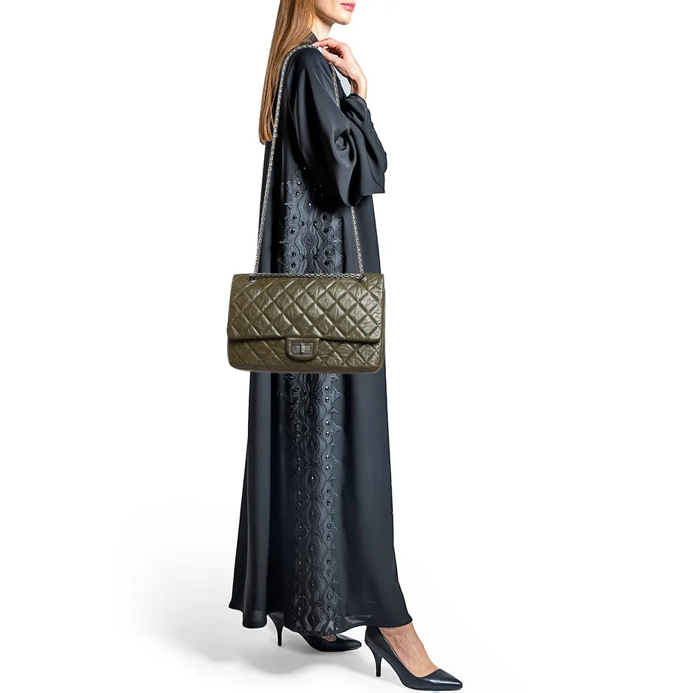CHANEL Olive Green Quilted Aged Leather Reissue 2.55 Classic 227 New Bag