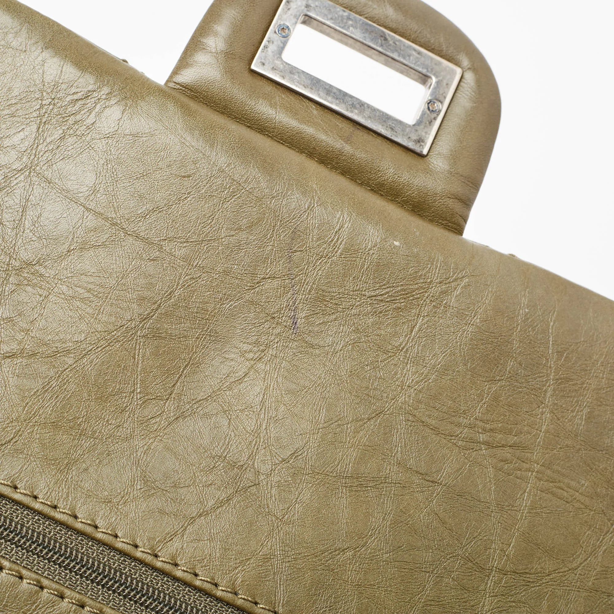 CHANEL Olive Green Quilted Aged Leather Reissue 2.55 Classic 227 New Bag