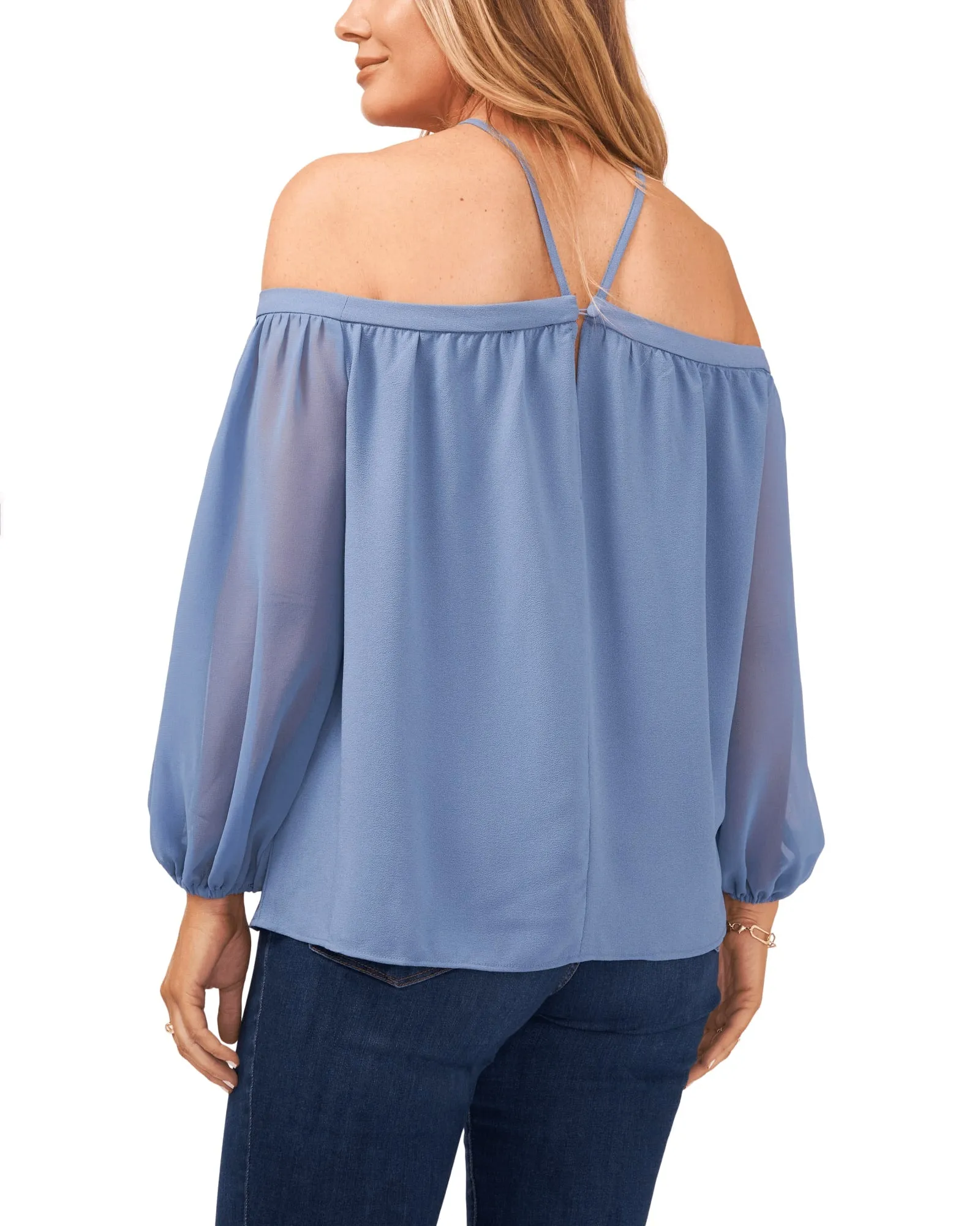 Claire High Neck Blouse | PORCELAIN BLUE