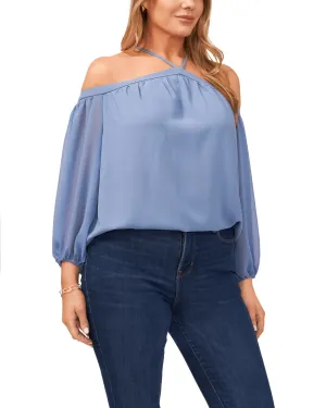 Claire High Neck Blouse | PORCELAIN BLUE