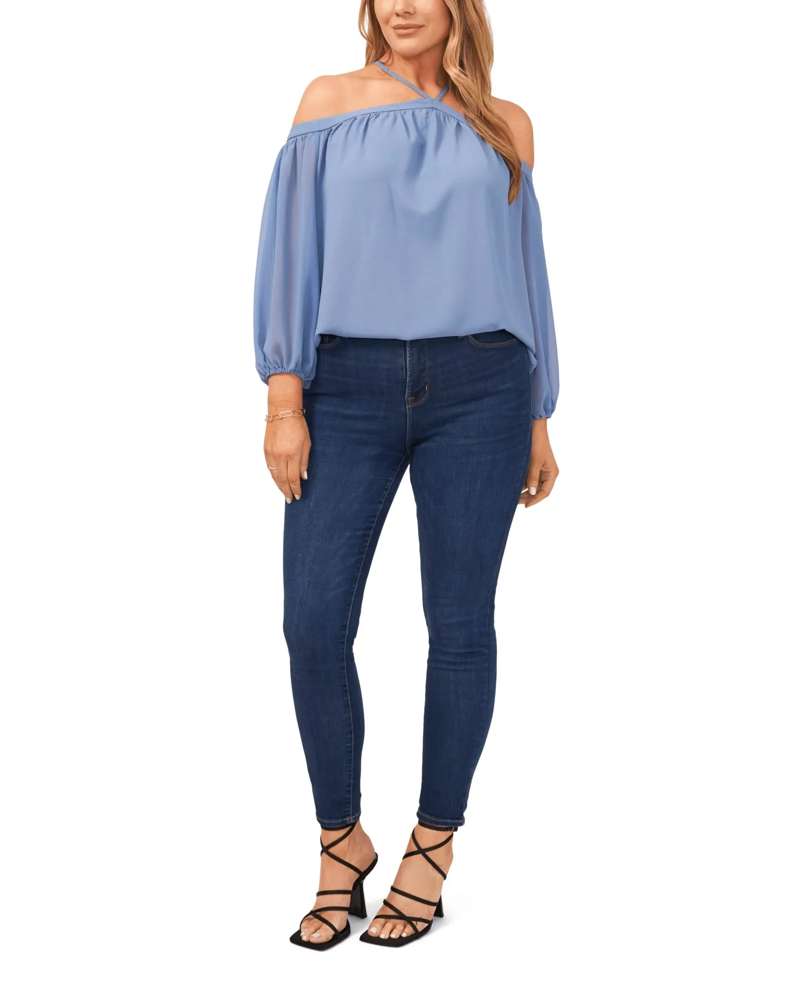 Claire High Neck Blouse | PORCELAIN BLUE