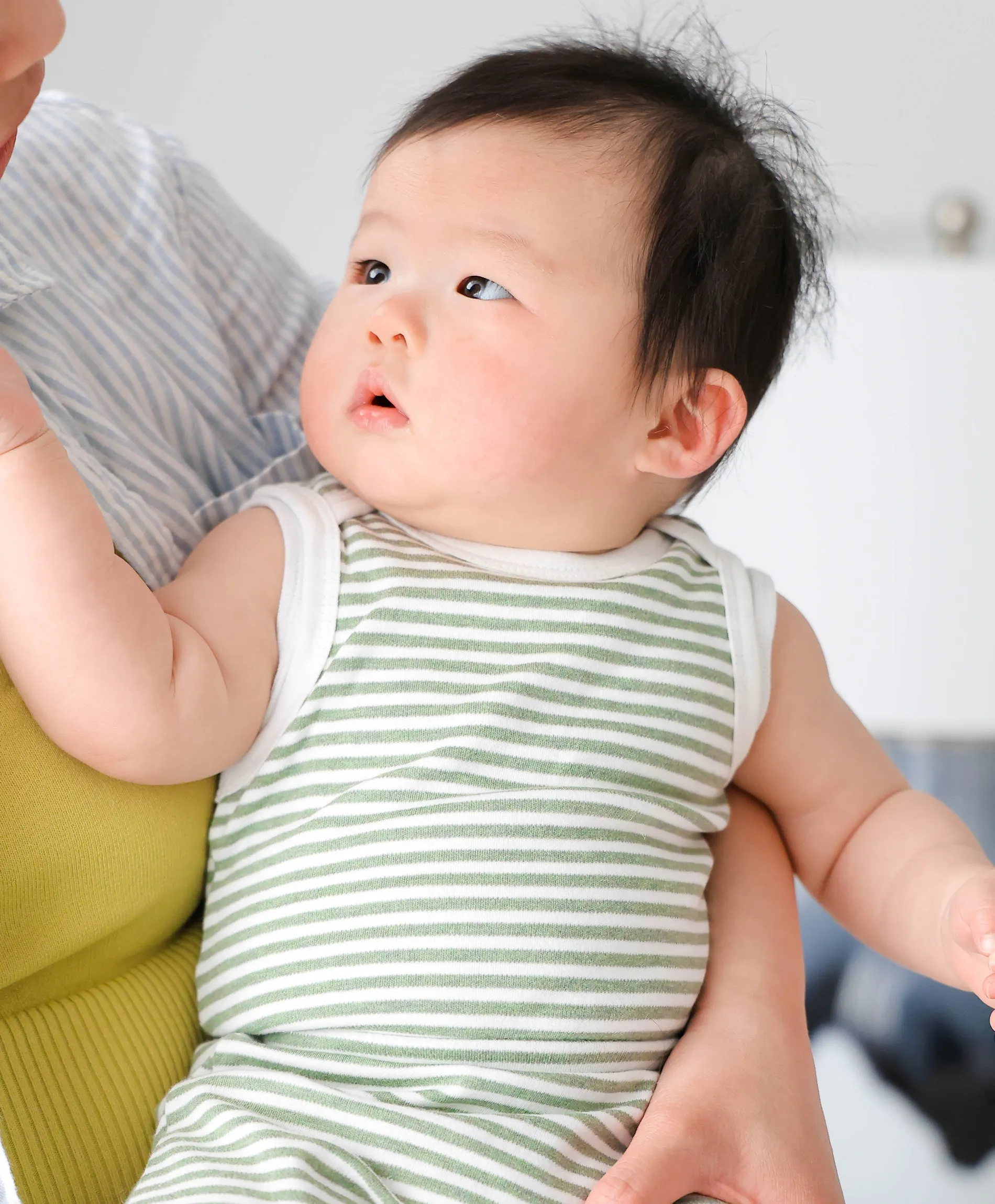 Comfy baby singlet bodysuit - Forest stripes