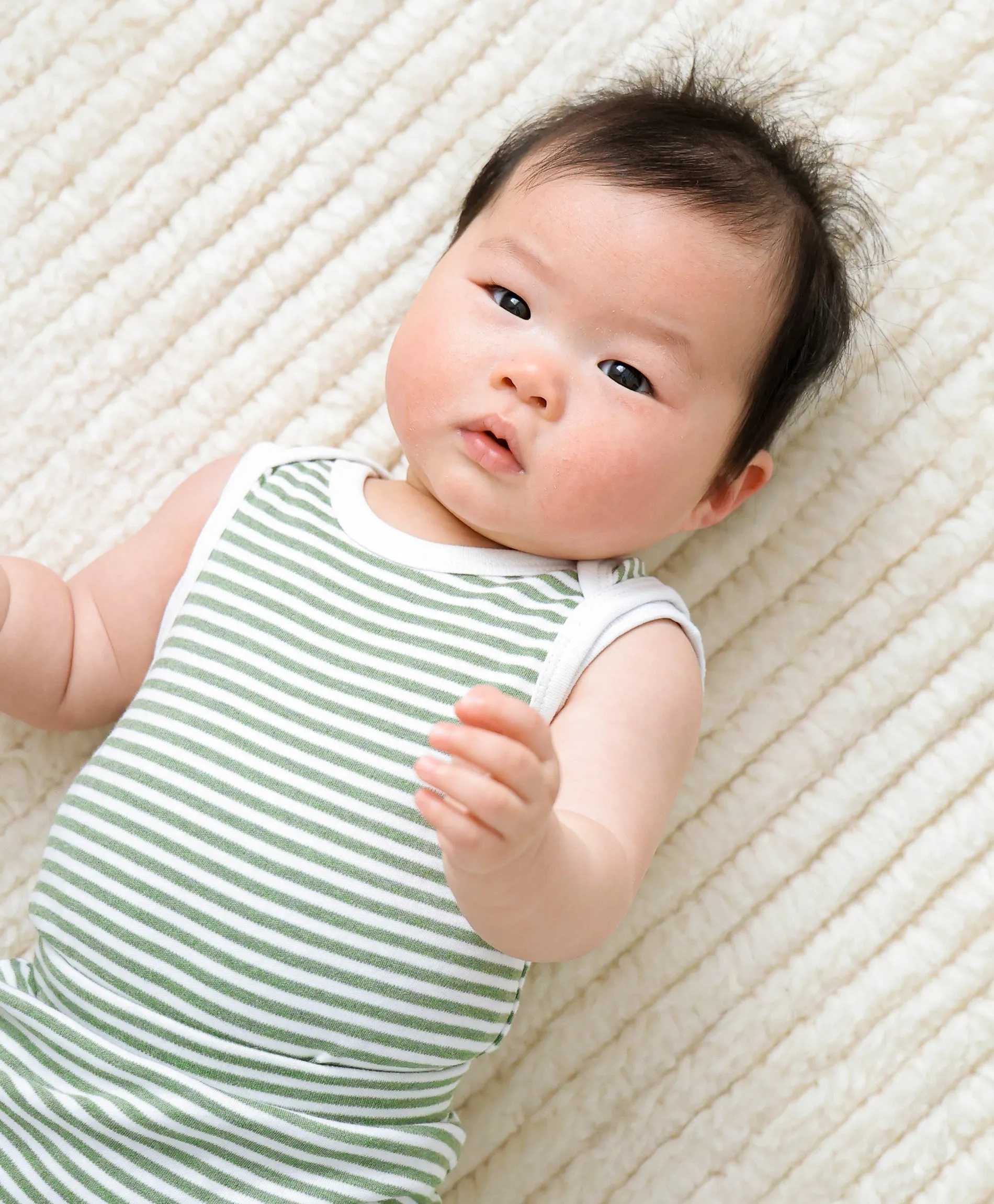 Comfy baby singlet bodysuit - Forest stripes