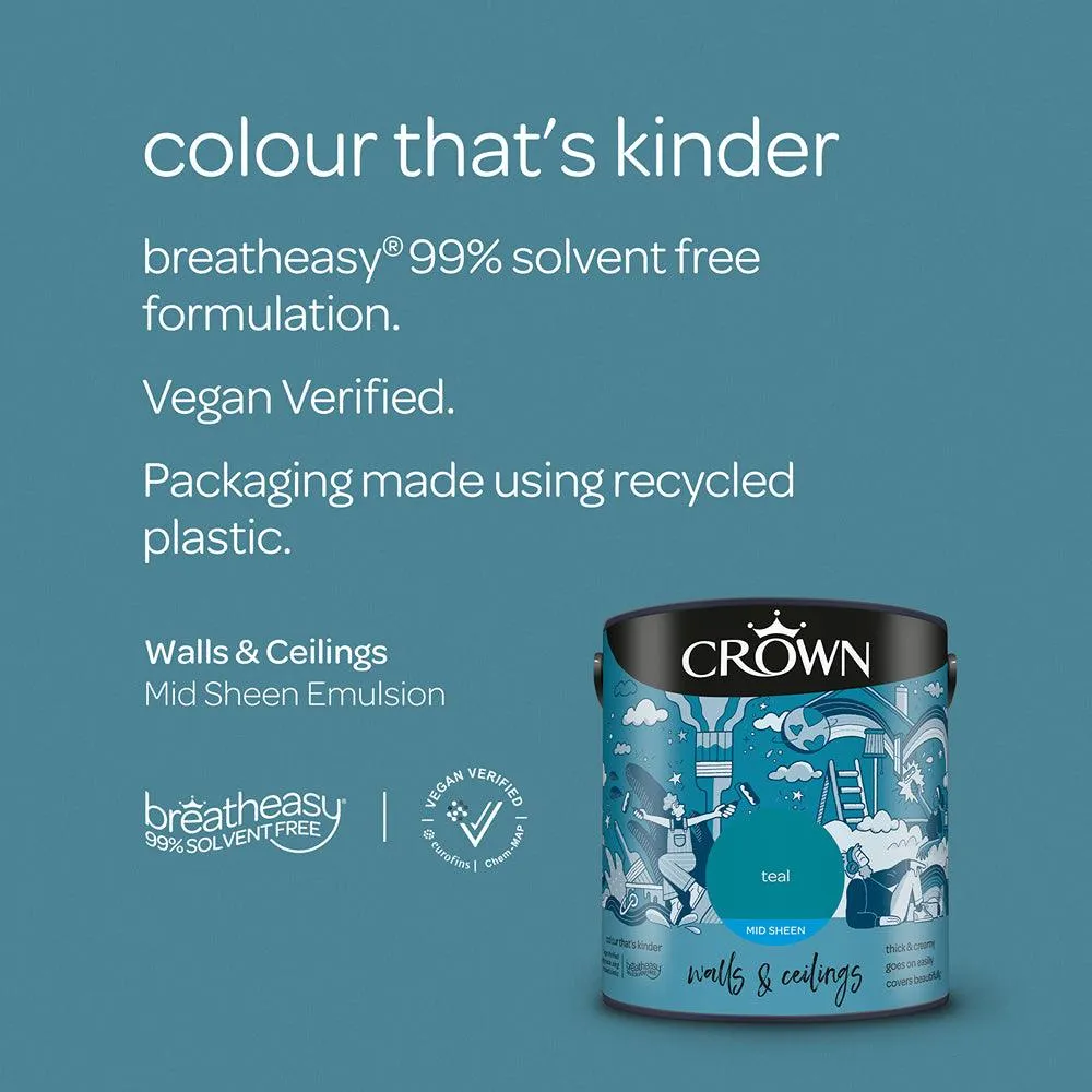 Crown Walls & Ceilings Mid Sheen Emulsion Paint | Teal