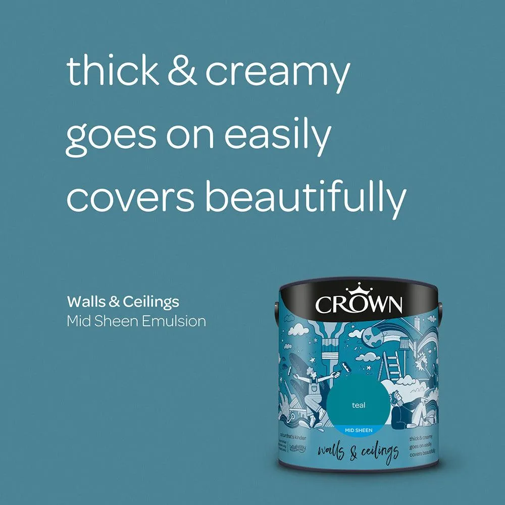 Crown Walls & Ceilings Mid Sheen Emulsion Paint | Teal