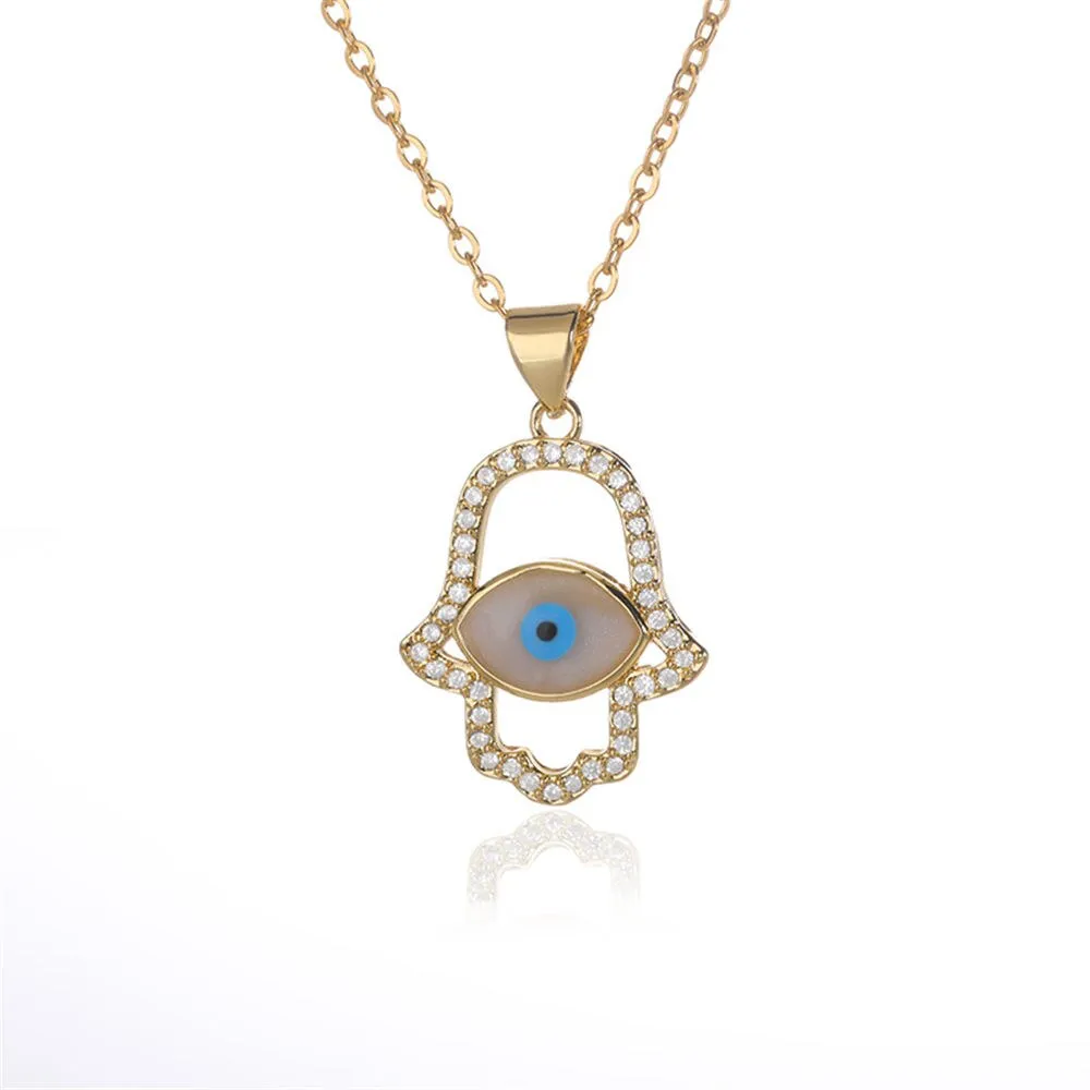 FASHION ZIRCON EVIL EYE DREAMCATCHER PENDANT NECKLACE HEART FOR WOMEN VINTAGE DEVIL CHOKER CUBA CHARM JEWELRY