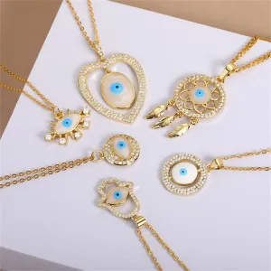 FASHION ZIRCON EVIL EYE DREAMCATCHER PENDANT NECKLACE HEART FOR WOMEN VINTAGE DEVIL CHOKER CUBA CHARM JEWELRY