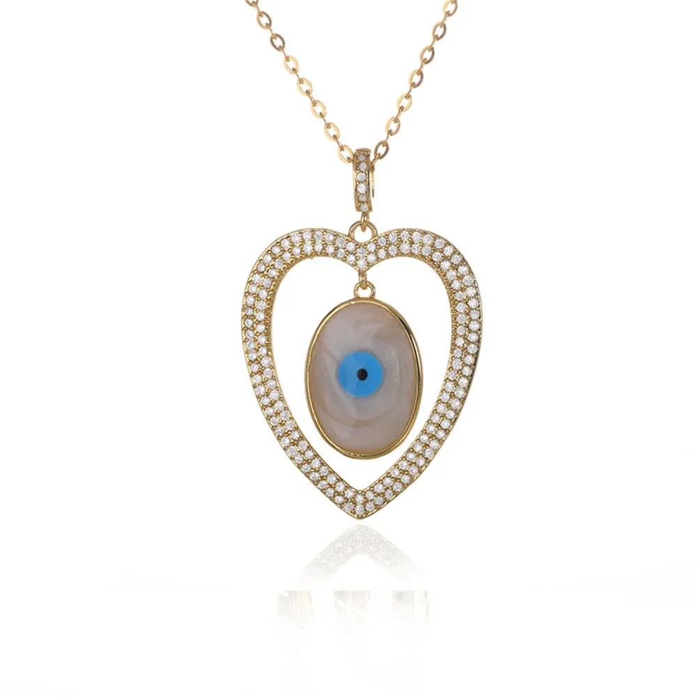 FASHION ZIRCON EVIL EYE DREAMCATCHER PENDANT NECKLACE HEART FOR WOMEN VINTAGE DEVIL CHOKER CUBA CHARM JEWELRY