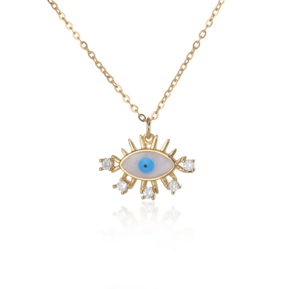 FASHION ZIRCON EVIL EYE DREAMCATCHER PENDANT NECKLACE HEART FOR WOMEN VINTAGE DEVIL CHOKER CUBA CHARM JEWELRY
