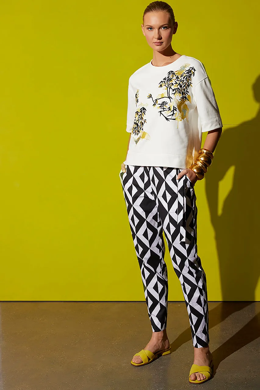 French Terry Embroidered Short Sleeve Sweatshirt